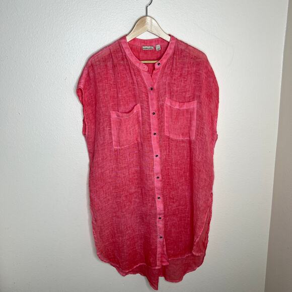 Anthropologie Holding Horses Light Pink Longline Linen Tunic Medium - Picture 2 of 10